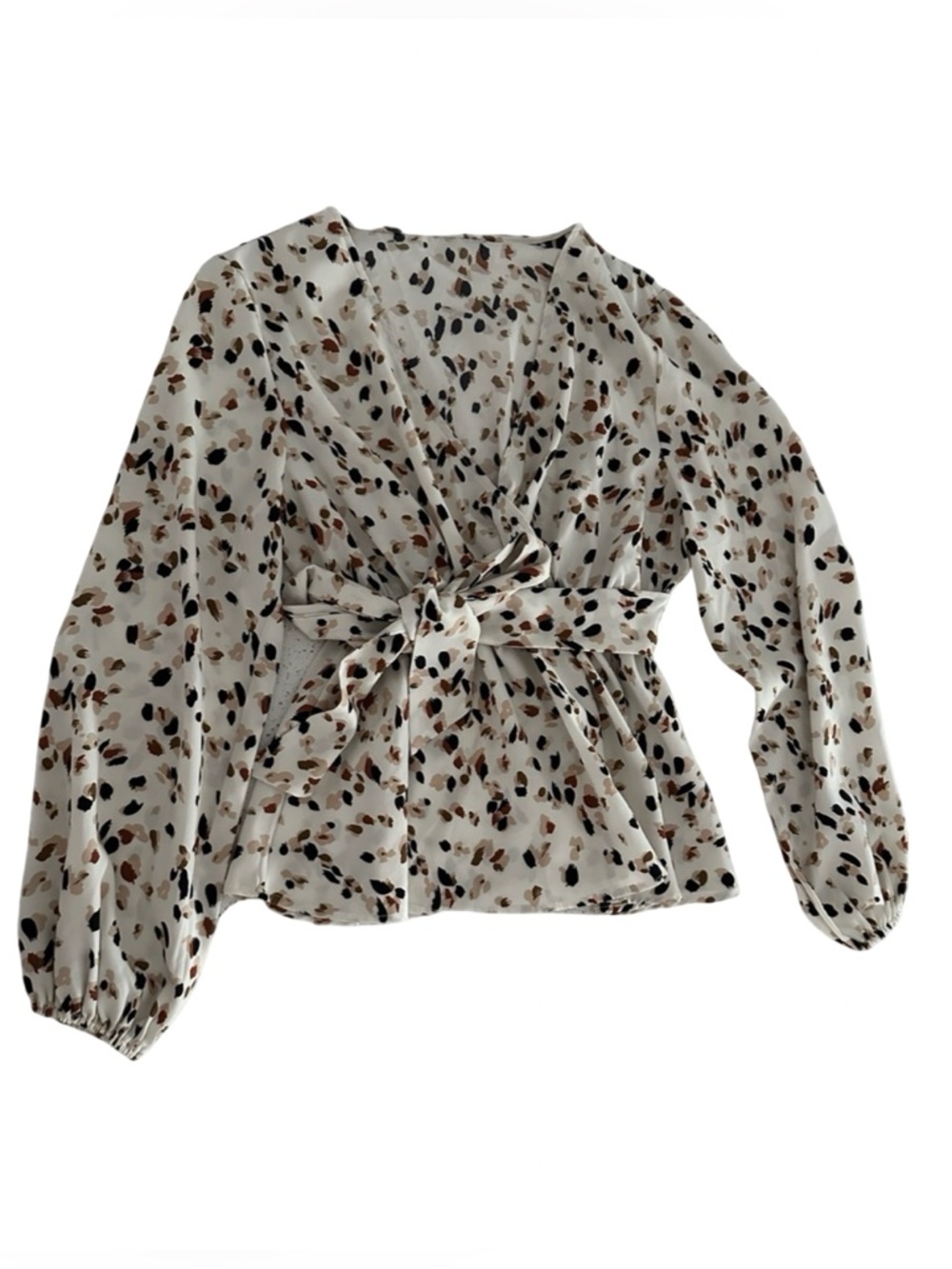 Elegant Abstract Dot Wrap Blouse